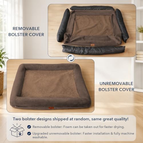 Washable Dog Bed Orthopedic Waterproof for Medium Sized Dogs (Coffee / 33.0"L x 25.0"W x 6.5"Th)