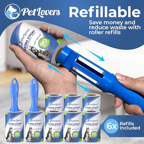 Extra Sticky Lint Roller Mega Value Set 720 Sheets for Pet Hair Removal and Clothes
