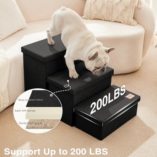 Dog Stairs for High Bed (Black / 29.5" X 17" X 17.7" H)