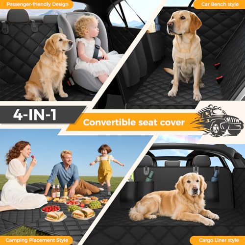 Dog Car Seat Cover for Back Seat (Black)