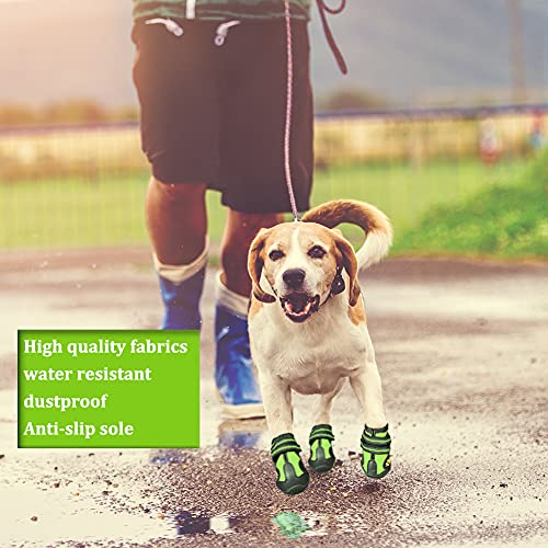 Dog Boots & Paw Protectors Non (Size 1: （2.3''x1.6'')(L*W) for 10-23 lbs / Green)