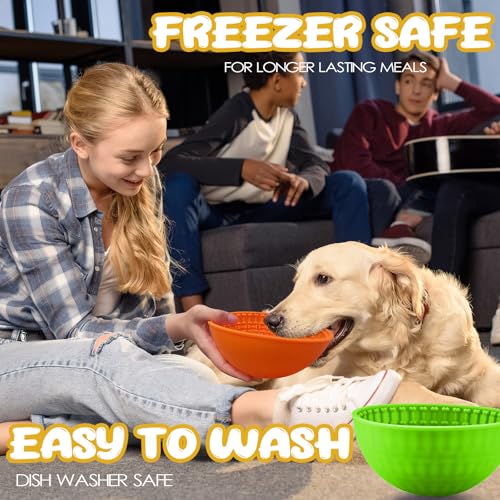 2 Pcs Dog Lick Bowl (Orange, Green)