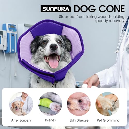 Dog Cone Soft Cone for Dogs to Stop Licking (Purple / Small)