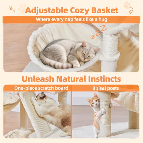 Sturdy Cat Tree (Beige / 57.5 Inches)
