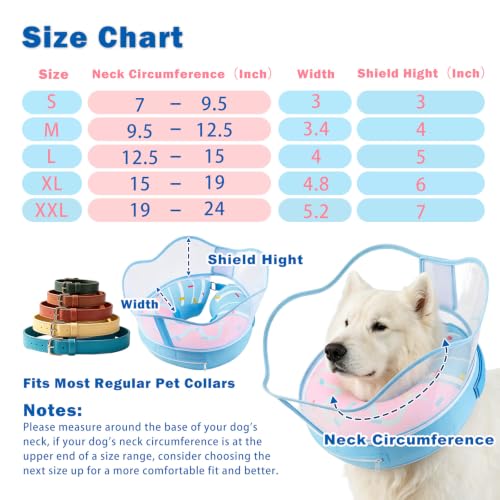 Inflatable Dog Cone Collar for Dogs to Stop Licking After Surgery (BluePink / XXL (Neck 19"-24"))