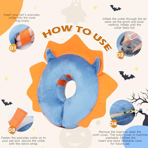 Inflatable Recovery Dog Collar (Blue Demon / Medium (Neck:8''-10''))