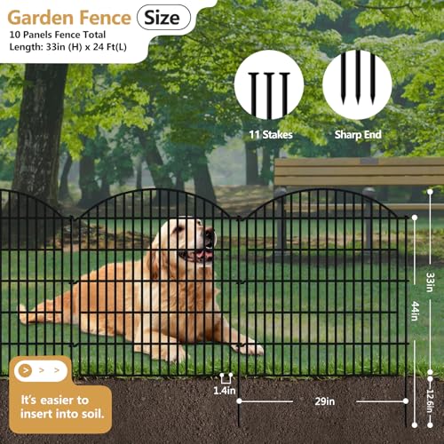 10 Panels Garden Fence Animal Barrier (33in(H) X 24ft(L))