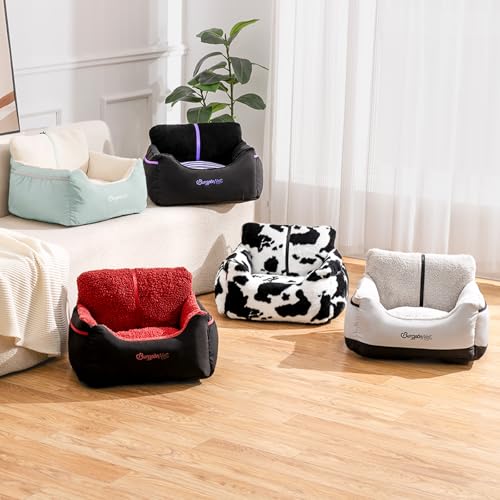 Dog Car Seat for Small Dogs & Cats Under 25 lbs (Black Red / Small)