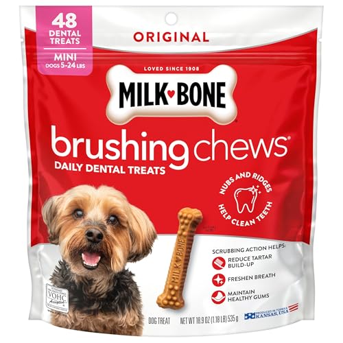 Brushing Chews Mini Daily Dental Dog Treats (48 Count (Pack of 1))
