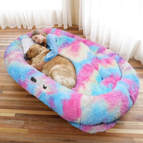 Human Dog Bed (71.0"L x 45.0"W x 12.0"Th / Rainbow)