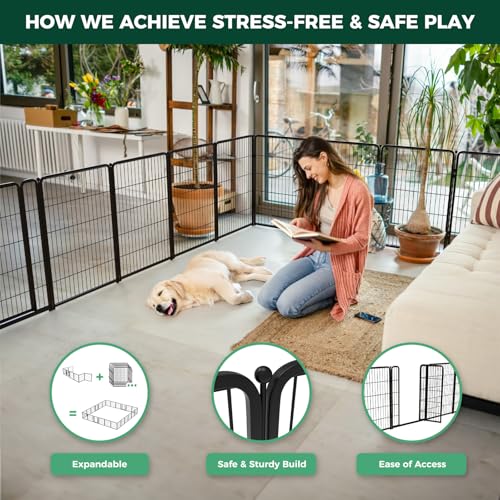 Homeplus Indoor Dog Playpen (Black / 40"H)