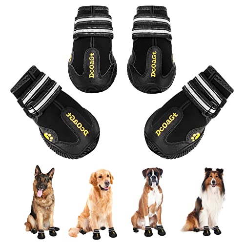 Dog Shoes Large Size Dogs XXL (Black / Size 9:for paw width 3.2-3.3 inches (Pack of 4))