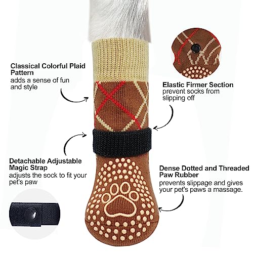 6PCS Dog Socks to Prevent Licking Paws for Hot (Brown / S/M(Pack of 6))