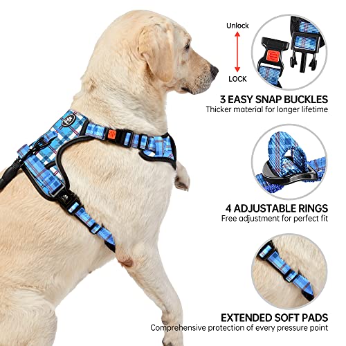 Dog Harness for Medium Sized Dog (Checkered Blue / Medium)