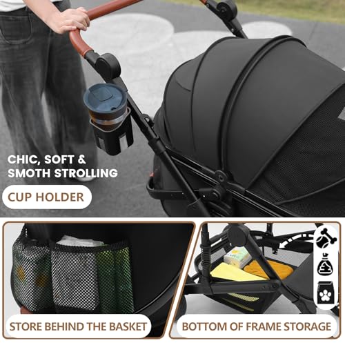 Dog Stroller with Detachable Carrier (Black)