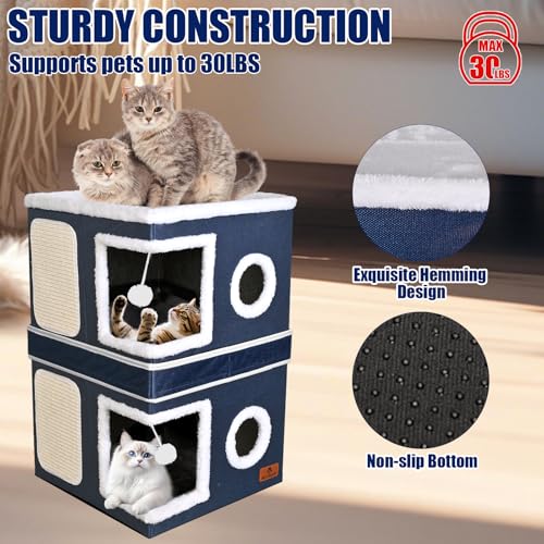 2 Story Cat House for Indoor Cats (Blue / Double)