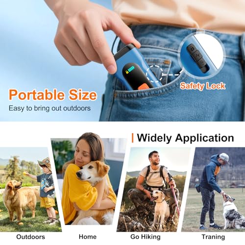Dog Bark Deterrent Devices Anti Barking Device for Dogs Ultrasonic Bark Stopper Portable Dog Training Tool Indoor Outdoor Up to 50ft Correct Bad Behavior of Own or Neighbor's Dog (Blue / 1 Pack)