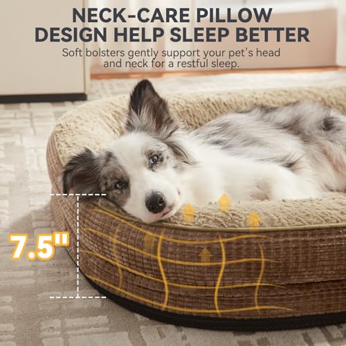 Orthopedic Dog Bed for Extra Large Dogs (Brown / 48"l X 35"w X 7.5"th)