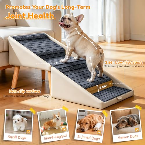 17" H Dog Stairs for Small Dogs (Beige / 17" H)