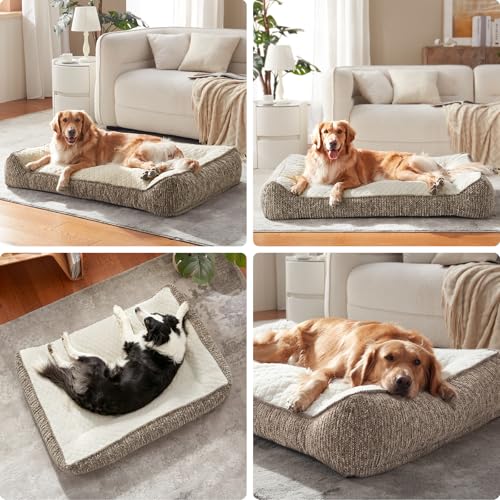 XL Orthopedic Dog Beds Large Sized Dog (L Plus(38"L x 28"W x 8"Th) / Beige)