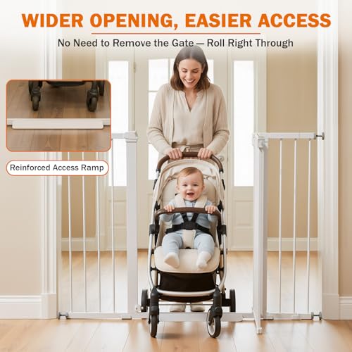 36" Extra Tall Baby Gate for Stairs (White / 29.7-51"W x 36"H)
