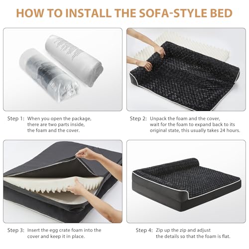 Orthopedic Washable Dog Bed (Black / 36.0"l x 27.0"w x 6.5"th)
