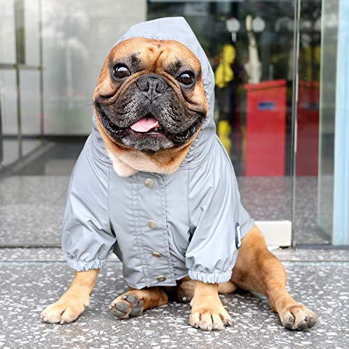 Dog Cold Weather Coats Reflective Safety Jackets Water Resistant Raincoats All Made Up of High Reflection Fabric Keep Dogs Visible for French English Bulldog Bully Pitbull (Silver / Small ( 5 - 15 lbs ))