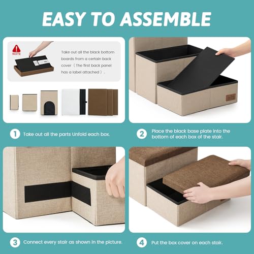 Dog Stairs with Storage (Brown / 32.5x17x17.7 inch)