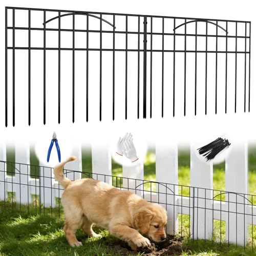 No Dig Garden Fence (30 Panels,Black)