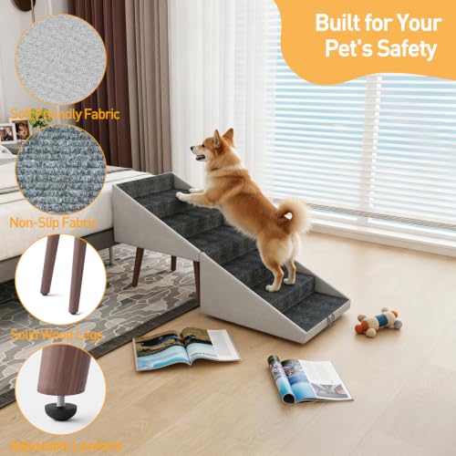 Dog Stairs for High Bed & Couch (Gray)