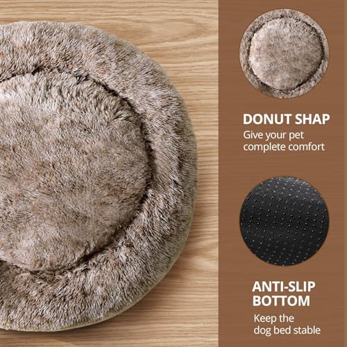 Calming Dog Beds Large Sized Dog (Smoke Brown / 36.0"L x 36.0"W x 8.0"Th)