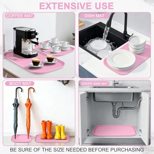 Waterproof Silicone Pet Food Mat with Raised Edge for Dog & Cat (Pink / 22"L x 14"W)