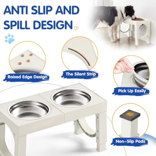 Elevated Dog Bowls Large Breed Raised Dogs Bowl Stand Large (B-White)