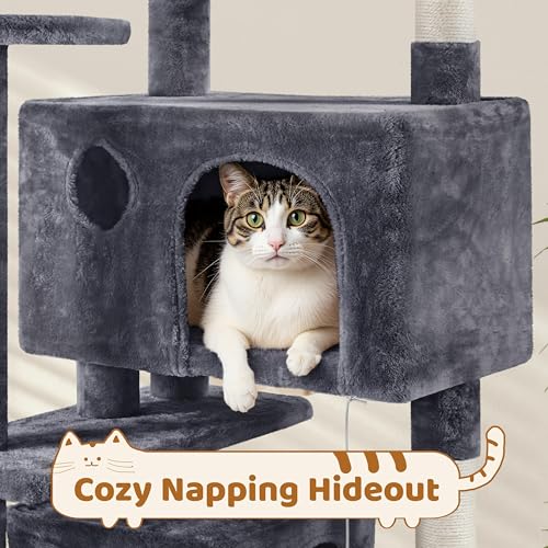 70in Multi Level Sturdy Cat Tree (Dark Gray / 70in)