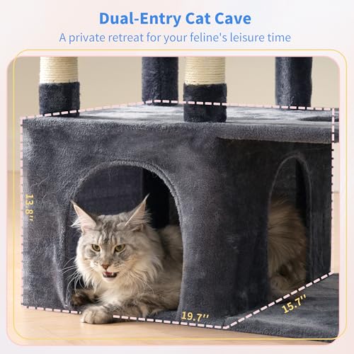 Cat Tree, 71-Inch Tall Cat Tower for Large Maine Coon Cats HCT037G (Smoky Gray / XL)