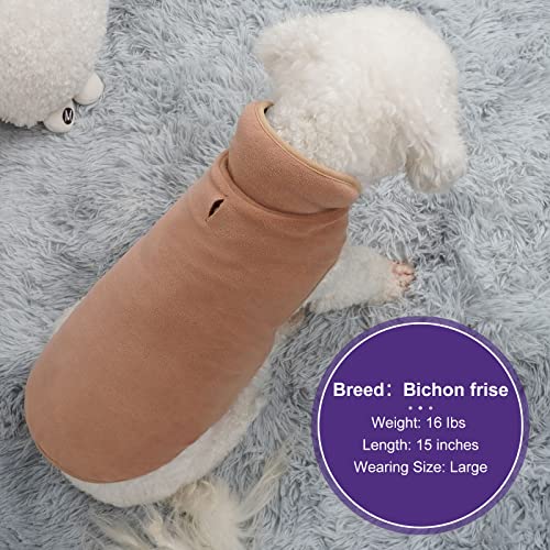 Sherpa Dog Coat Reversible Dog Jackets for Small Dogs (Medium (10-15lbs) / Brown)