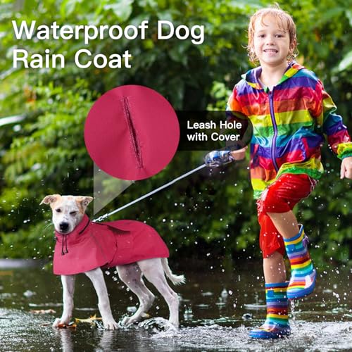 Reflective Waterproof Dogs Rain Coats with Hood (NeonPink / XXL)