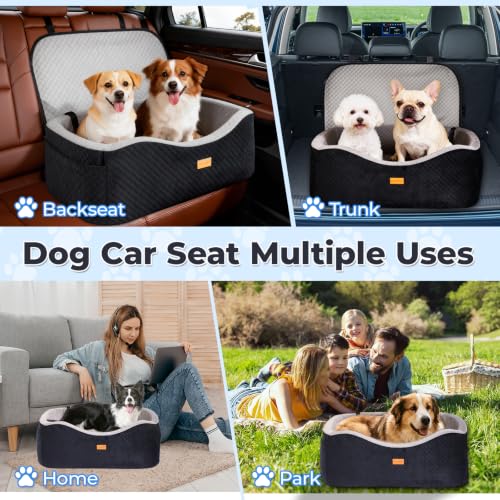Large Dog Car Seat for Medium Sized Dogs Under 55lbs or 2 Smalls (Black/Gray / Large)