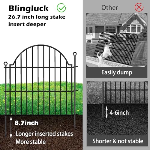 10 Panels No Dig Decorative Outdoor Garden Fence (Black / 24 in(H))