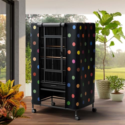 Ultra Blackout Birdcage Cover (Polka Dot / 38.0"L x 24.0"W x 48.0"H)