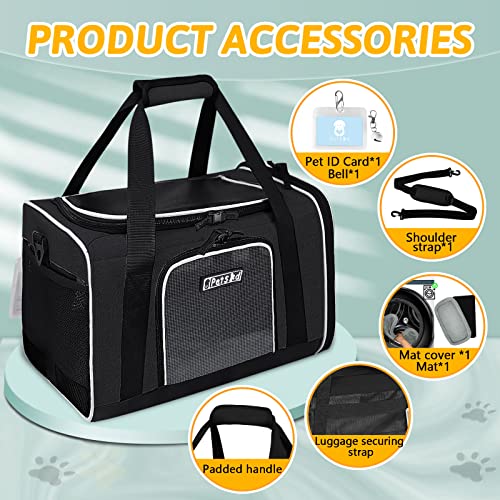 Small Pet Carrier 18" L x 11" W x 11" H Airline Approved (18.0"L x 11.0"W x 11.0"H / Black)