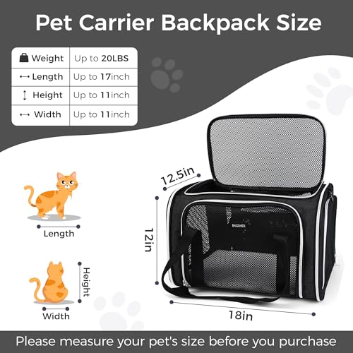 Pet Travel Carrier (Black / 17.0"L x 11.0"W x 12.0"H)