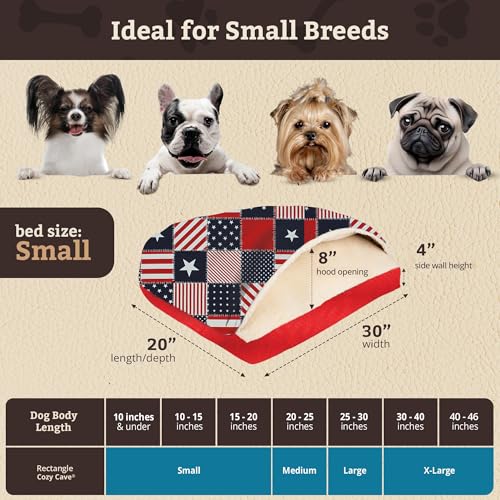 Rectangle Cozy Cave Dog Bed (Starpatch Red Diamond / Small)