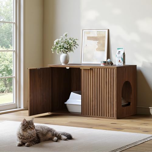 31.5" Cat Litter Box Enclosure Furniture (Walnut)