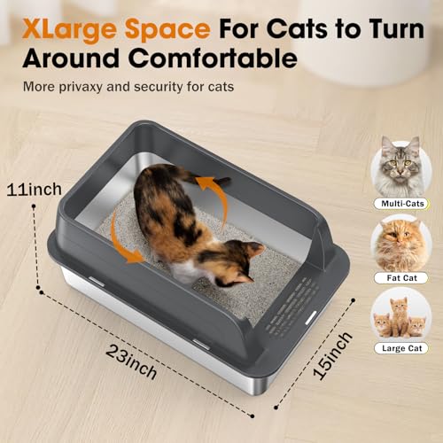 2PACK Stainless Steel Litter Box (Dark Grey / XL)