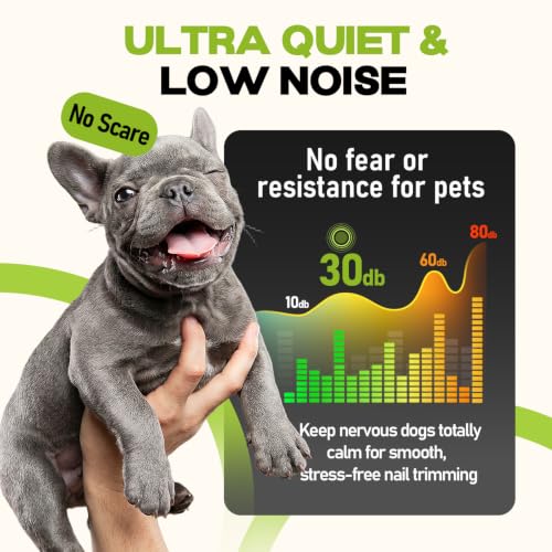 Whisper Quiet Dog Nail Grinder 50%More Power for Sensitive Dogs (Green)