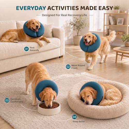 Inflatable Dog Cone (Blue / M+(14"-18"))