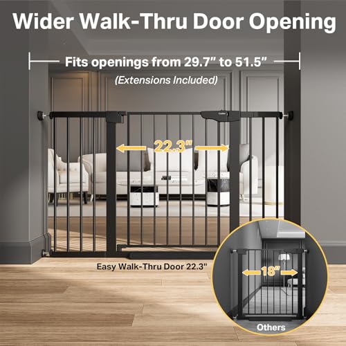 2-Pack 29.7-51.5 in Extra Wide Baby Gate for Stairs, Dog Gate Black (Black / 29.7-51.5"W x 30.5"H (2 Pack ))