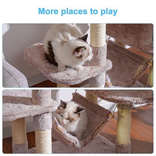 Cat Tree Tower with Sisal Scratching Posts (53.7 Inches / Muchroom)