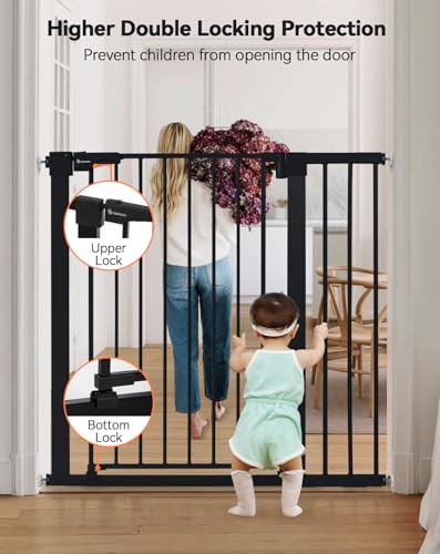 36" Extra Tall Baby Gate for Stairs (36"Tall 40.6"Wide / Black)